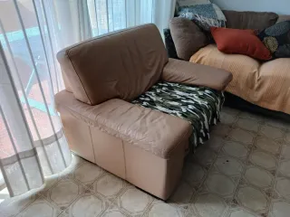 Poltrona in pelle marrone chiaro