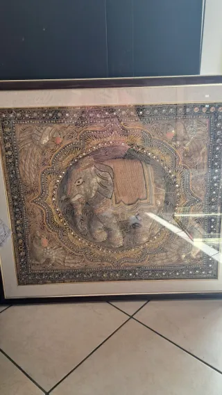 Quadro Elefante Indiano Ricamato