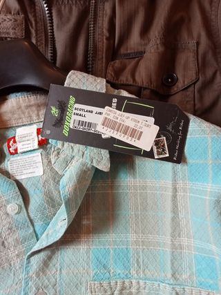 Camiseta cuadros azul y gris