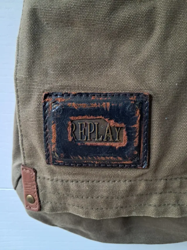 Bolso Replay Lona y Cuero