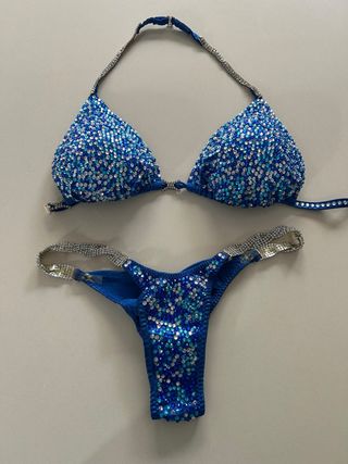 Bikini Competición Fitness Azul Brillante