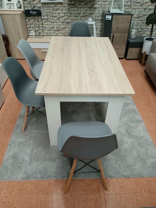 MESA/COMEDOR NORDICA + 4 SILLAS