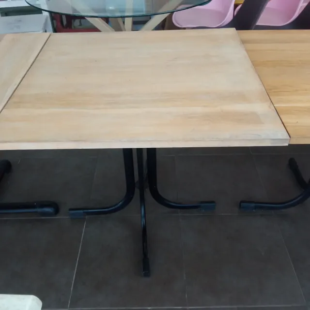 Mesas hostelería madera y metal.80x80.