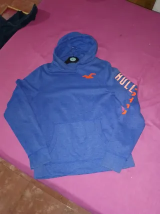 SUDADERA HOLLISTER Azul Naranja Talla XL