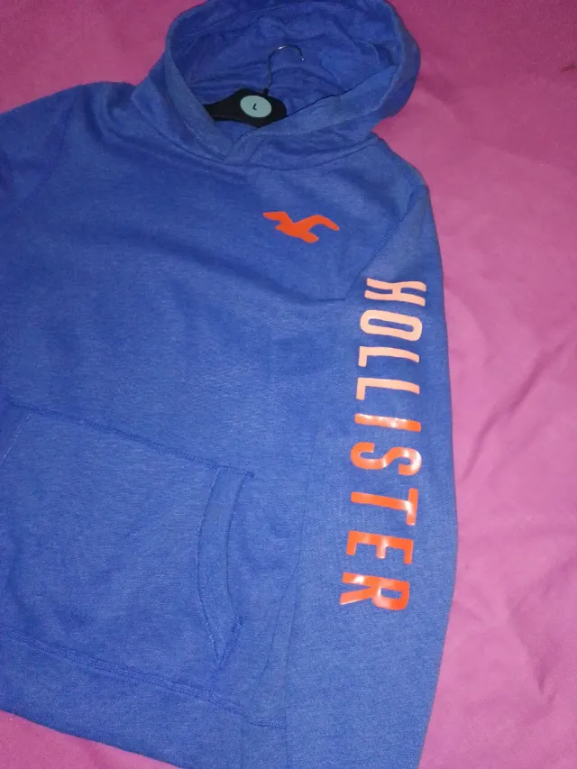 SUDADERA HOLLISTER Azul Naranja Talla XL