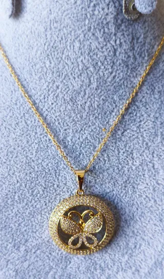 Cadena Oro Laminado 18k Dije Mariposa