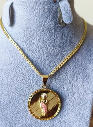 Cadena Oro Laminado 14k Dije San Judas