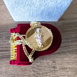 Cadena Oro Laminado 14k Dije San Judas