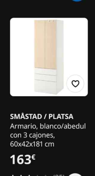 Armario Ikea madera y blanco Modelo SMASTAD/PLATSA