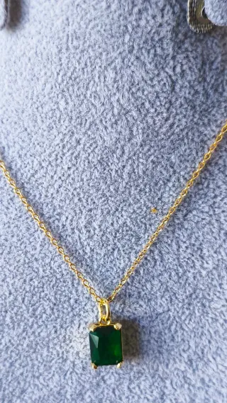 Cadena Dije Oro Laminado 18k Esmeralda