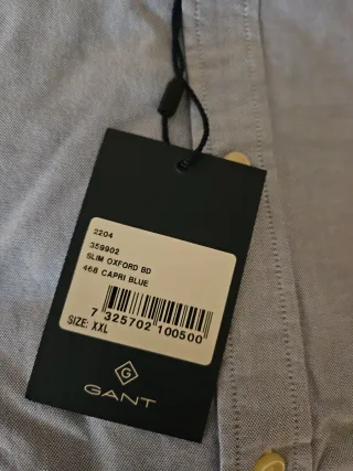 Camisa Gant Oxford Azul Talla XXL Fit.