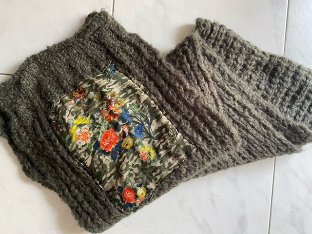 Sciarpa lana TU donna patchwork floreale