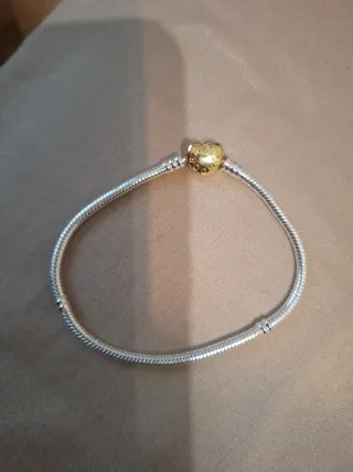 Pulsera Pandora Corazón Oro y Plata