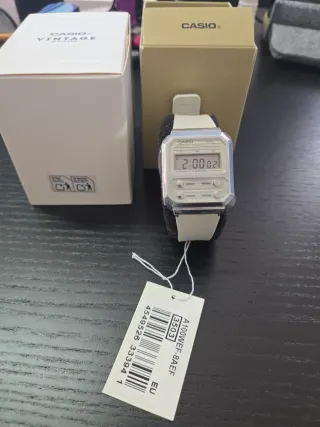 Reloj Casio Vintage A100WEF Plata Beige