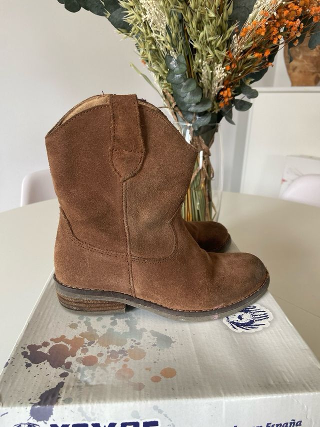 Botas cowboy serraje piel marrón T.30