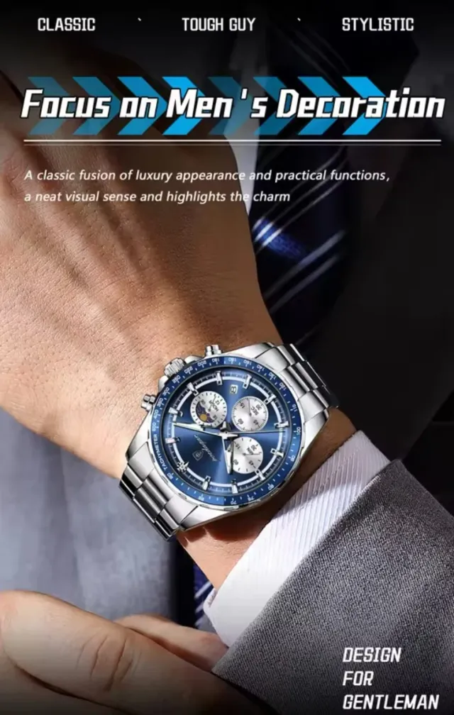 Reloj POEDAGAR Hombre Cronógrafo Azul