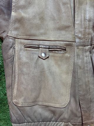 Chaqueta Bomber Cuero Marrón Talla L