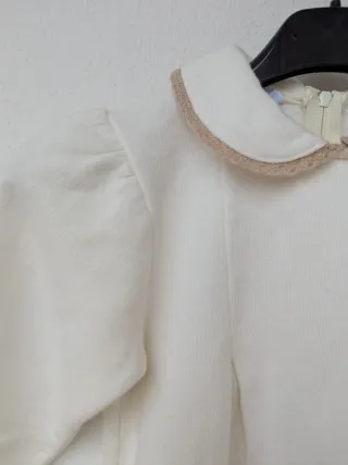 Vestito bambina felpato con fiori ricamati