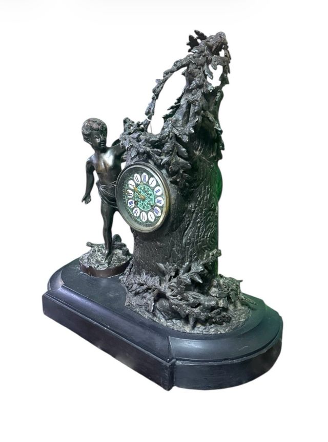 Reloj Bronce con peana de Mármol