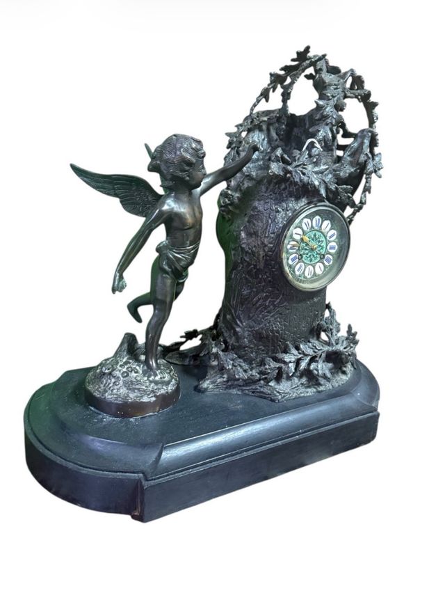 Reloj Bronce con peana de Mármol