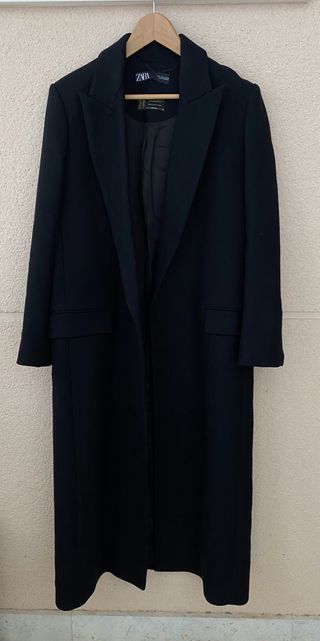 Abrigo largo lana Zara negro