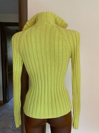 Cárdigan Laurèl verde con cremallera