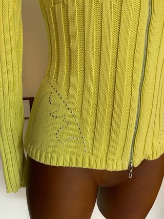 Cárdigan Laurèl verde con cremallera