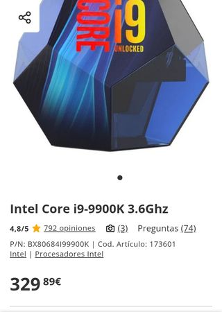 Procesador Intel Core i9-9900K 3.6 GHz 8 Núcleos LGA1151