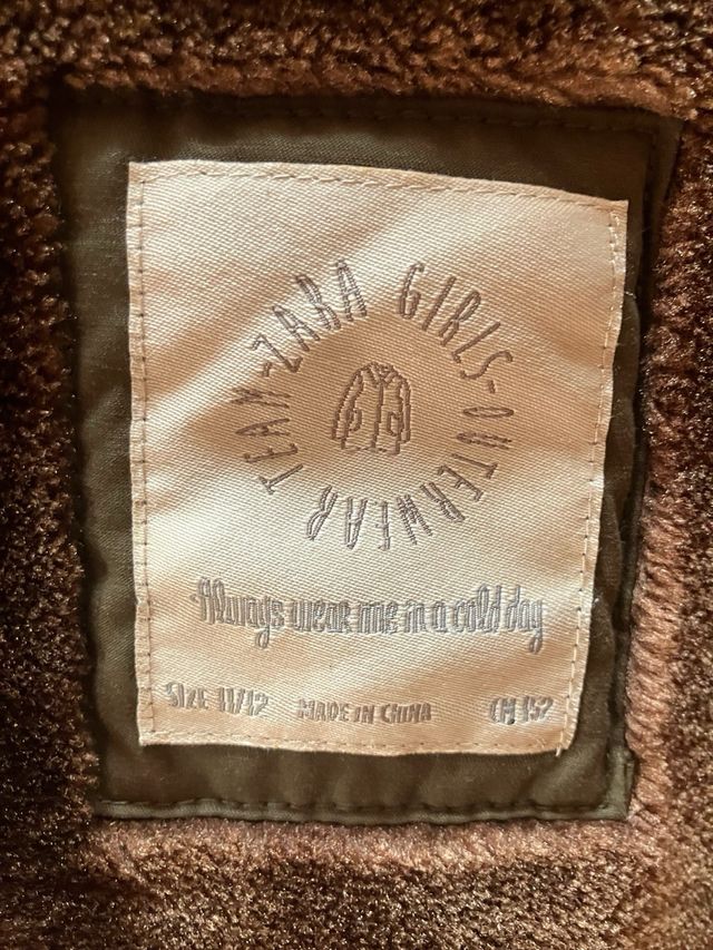 Cappotto da bambina Zara Olive Green T. 11/12 anni