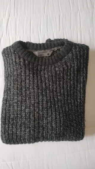 Jersey lana, jaspeado gris, Talla M