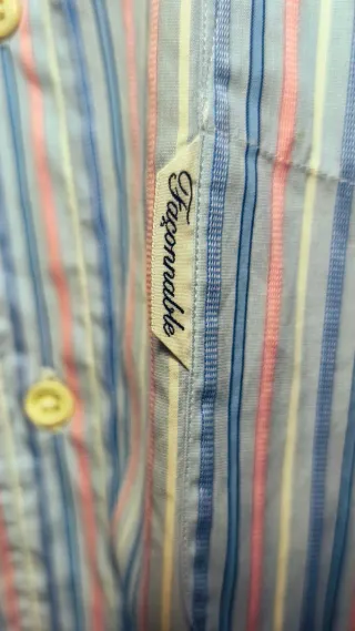 Camisa Façonnable Rayas Azul y Rosa