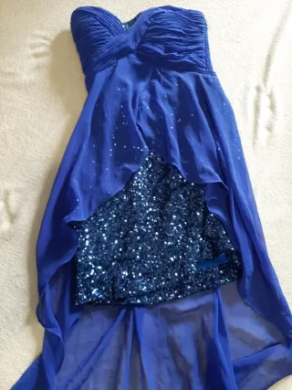 Vestido fiesta azul lentejuelas