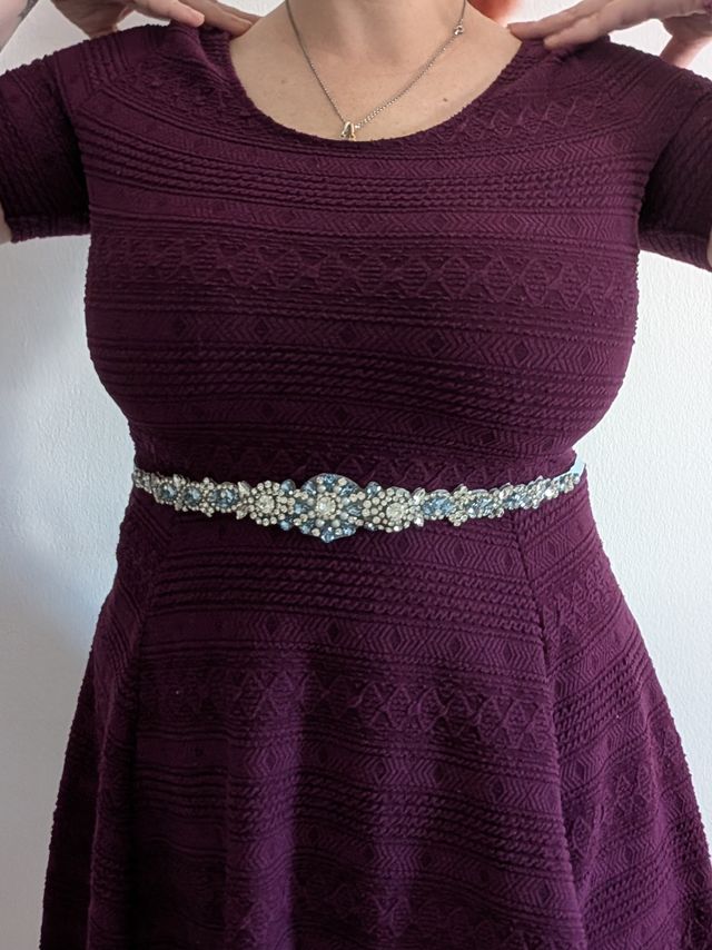 Cinturón Novia Pedrería Azul y Blanco