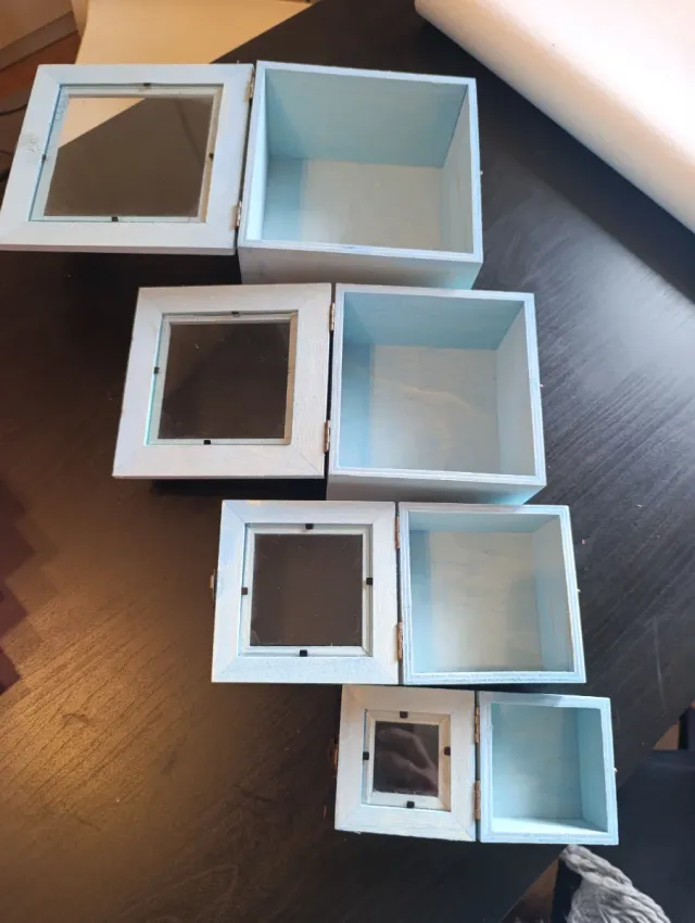 Juego de 4 cajitas madera con cristal