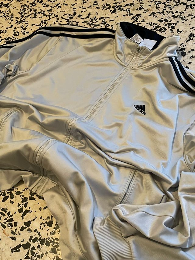 Chaqueta vintage Adidas Originals gris plateada
