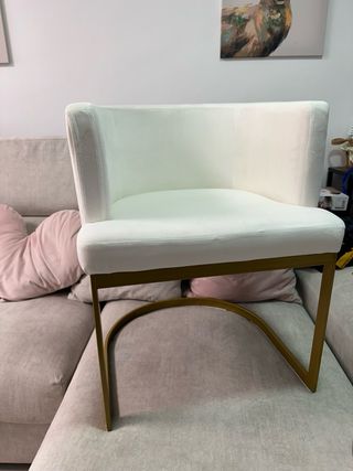 Sillas Terciopelo Blanco y Dorado