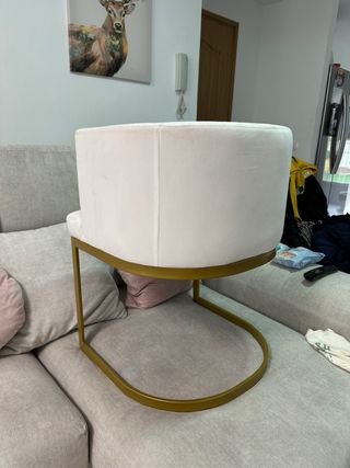 Sillas Terciopelo Blanco y Dorado