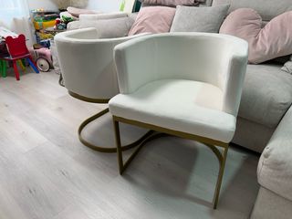 Sillas Terciopelo Blanco y Dorado