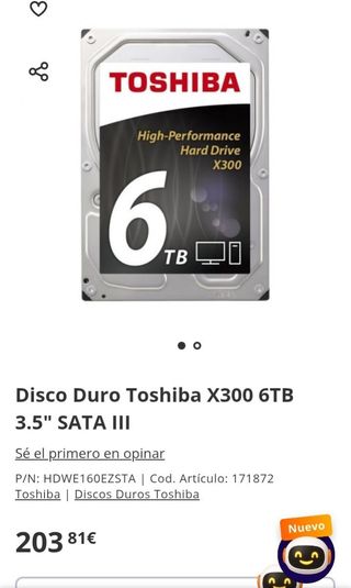 Disco Duro Toshiba X300 6TB 7200RPM SATA III 128MB