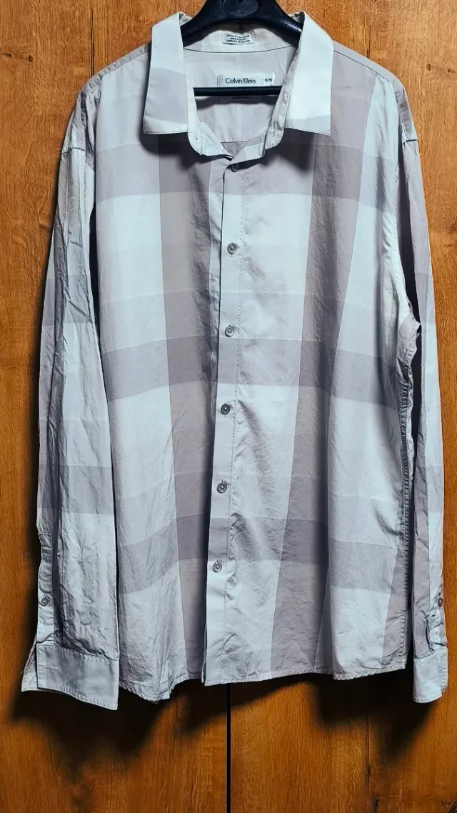 Camisa Calvin Klein cuadros beige/gris Talla L