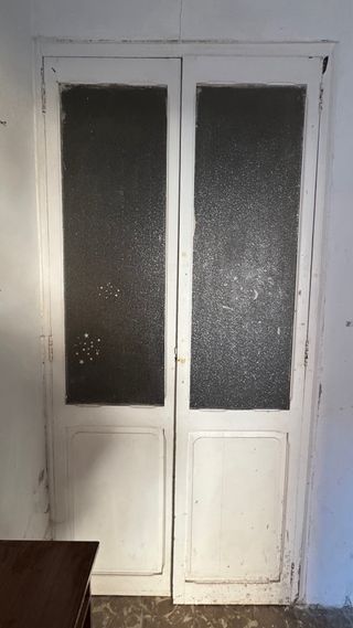 Puerta doble madera Mobila y cristal