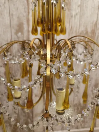 Lámpara lágrimas vintage metal cristal