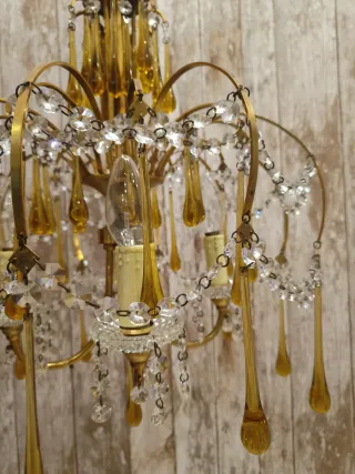 Lámpara lágrimas vintage metal cristal