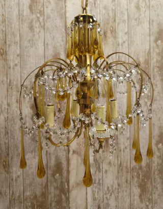 Lámpara lágrimas vintage metal cristal