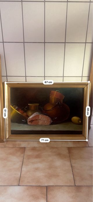 2 Cuadros Óleo Vintage Florero y Bodegón firmado