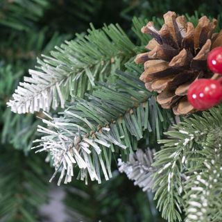 210cm - Árbol de Navidad Nevado con Piñas y Bayas