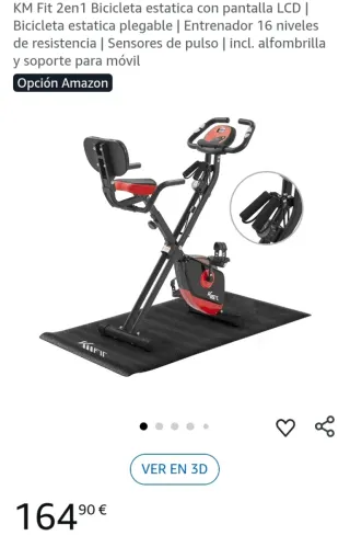 KM Fit 2en1 Bicicleta estatica con pantalla LCD