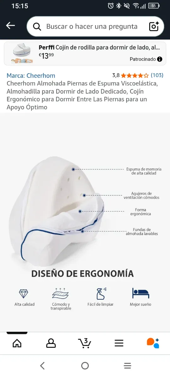 Almohada Piernas Espuma Viscoelástica