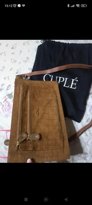Bolso Cuplé Grande Marrón Piel Cocodrilo