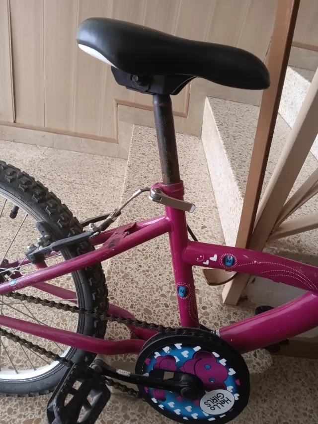 Bicicleta infantil rosa y azul